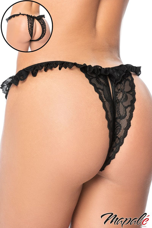 Open Lace Thong In Black