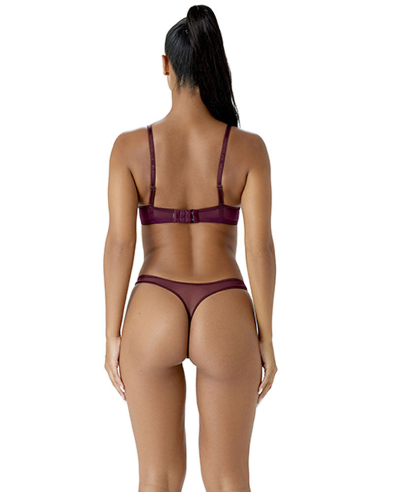 Glossies Lace Thong In Fig - Gossard