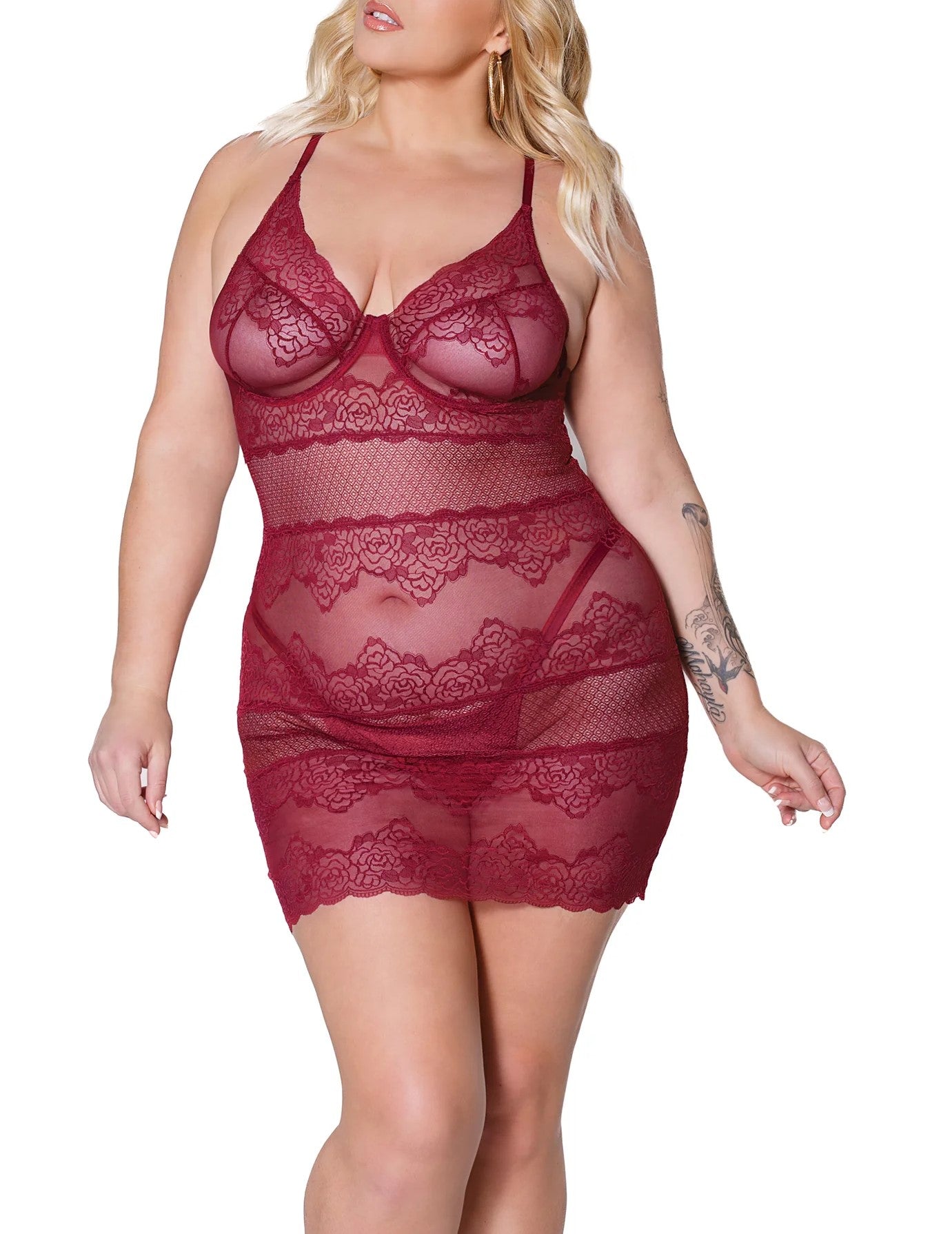 Soft Underwire Cups Chemise In Merlot - Coquette