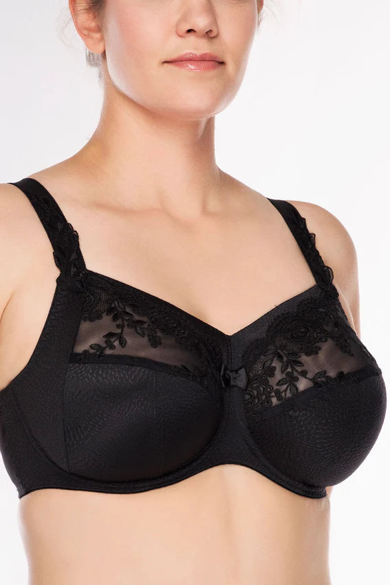 Ella Sheer Panel Underwire Bra In Black - Ulla