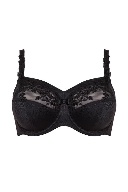 Ella Sheer Panel Underwire Bra In Black - Ulla