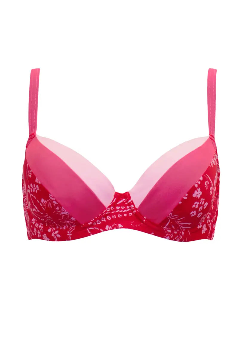 Palm Springs Padded Top In Red & Pink  - Pour Moi product picture with white background