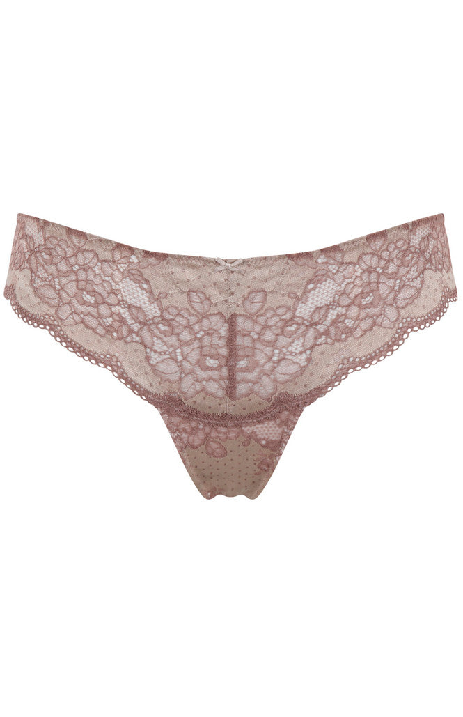 Clara Thong In Champagne Bronze - Panache, with white background