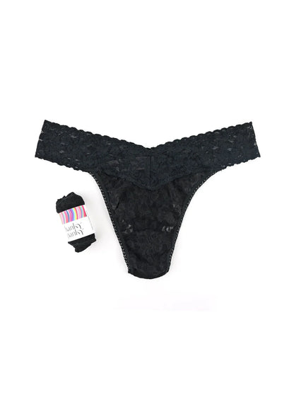 Wrapped Original Rise Signature Lace Thong In Black - Hanky Panky