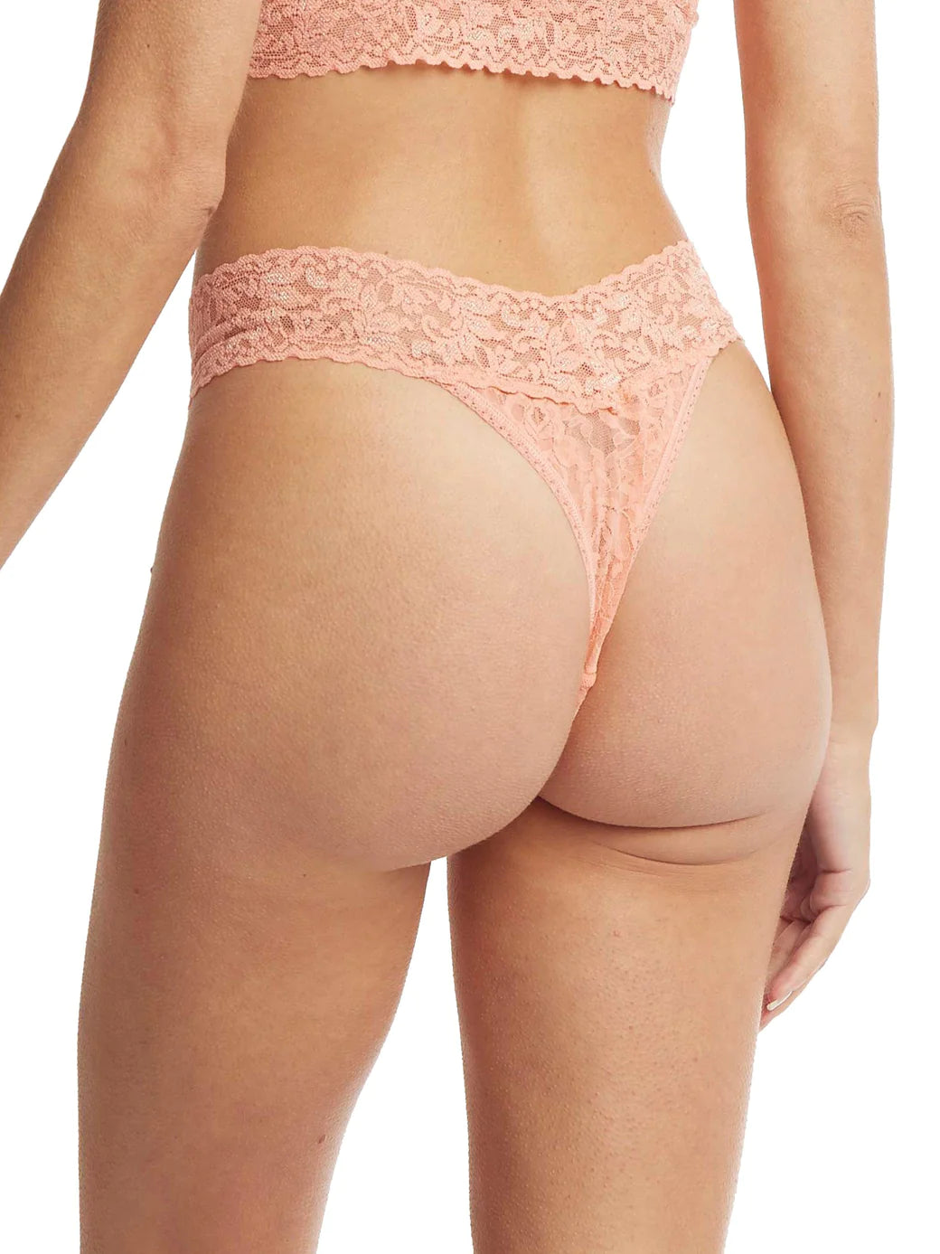 Original Rise Signature Lace Thong In Snapdragon Peach - Hanky Panky