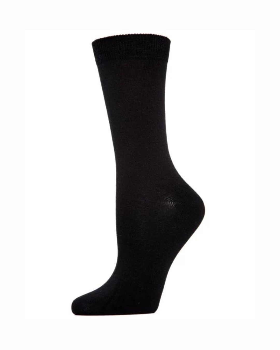 Flat-Knit Bamboo Blend Crew Socks In Black - MeMoi