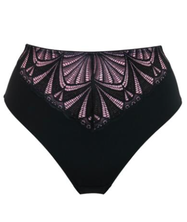 New Romance High Leg Midi Brief In Black & Rose - Pour Moi