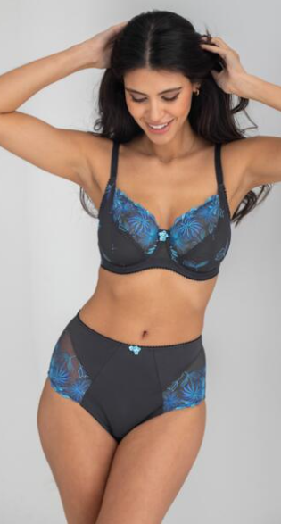 St. Tropez High Waist Deep Brief In Slate & Blue- Pour Moi