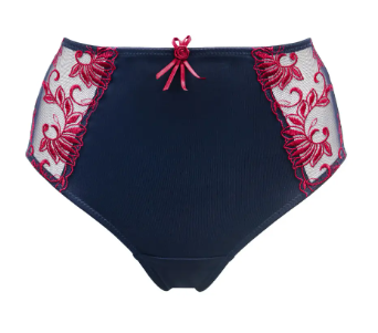 Imogen Rose Embroidered Brief In Navy & Raspberry - Pour Moi