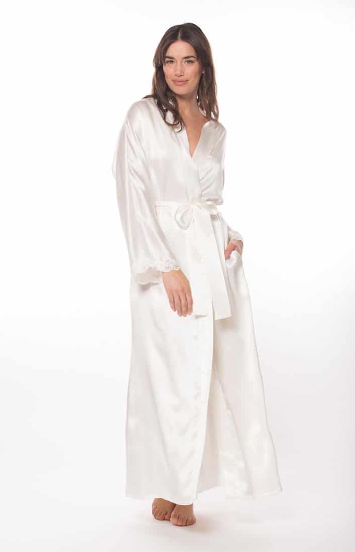 Boudoir Long Robe  In Pearl - Christine