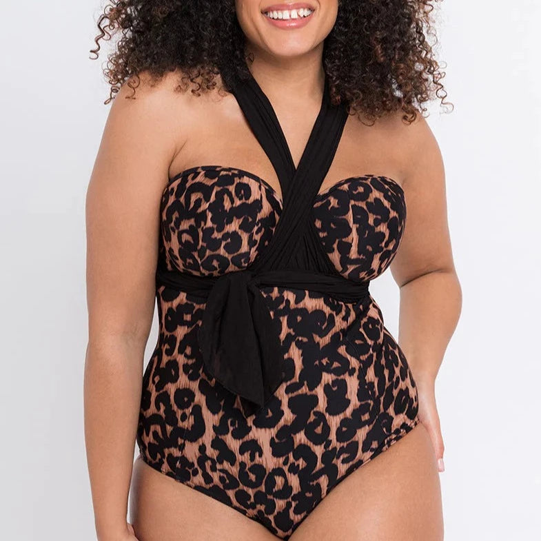 Wrapsody Bandeau Swimsuit In Leopard - Curvy Kate