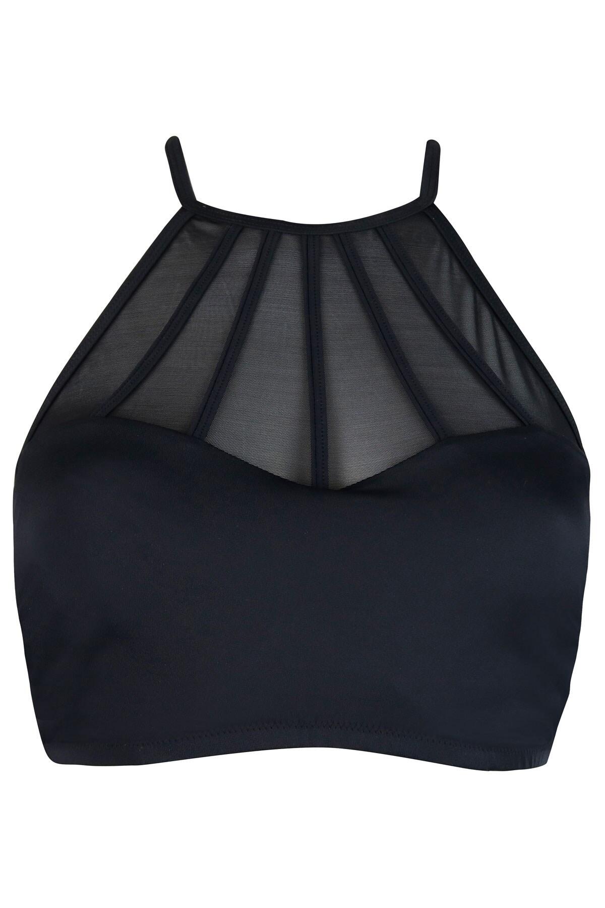Space High Neck Underwired Bikini Cami Top In Black - Pour Moi