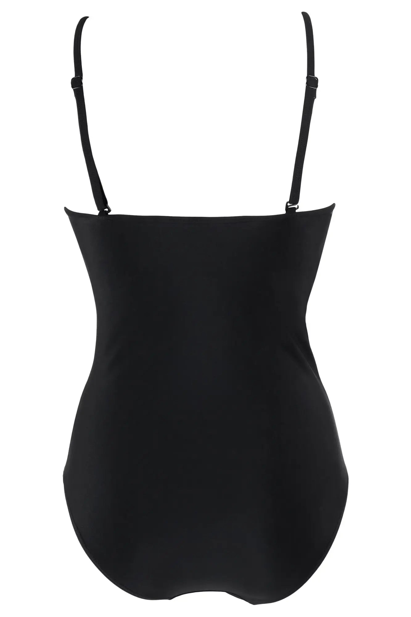 High Neck Mesh Insert Control Swimsuit In Black - Pour Moi