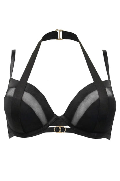 India Sheer & Opaque Double Strap Padded Bra In Black - Pour Moi