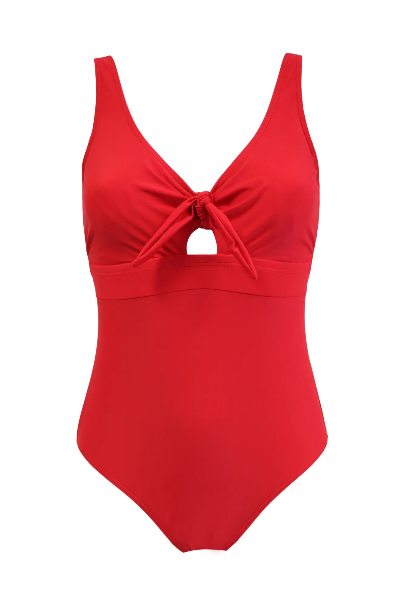 Underwired Bow Front Control Swimsuit In Red - Pour Moi