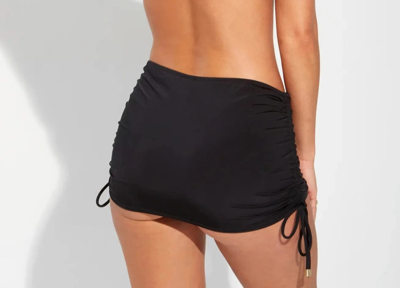 Santa Cruz Adjustable Skirted Bikini Brief In Black - Pour Moi