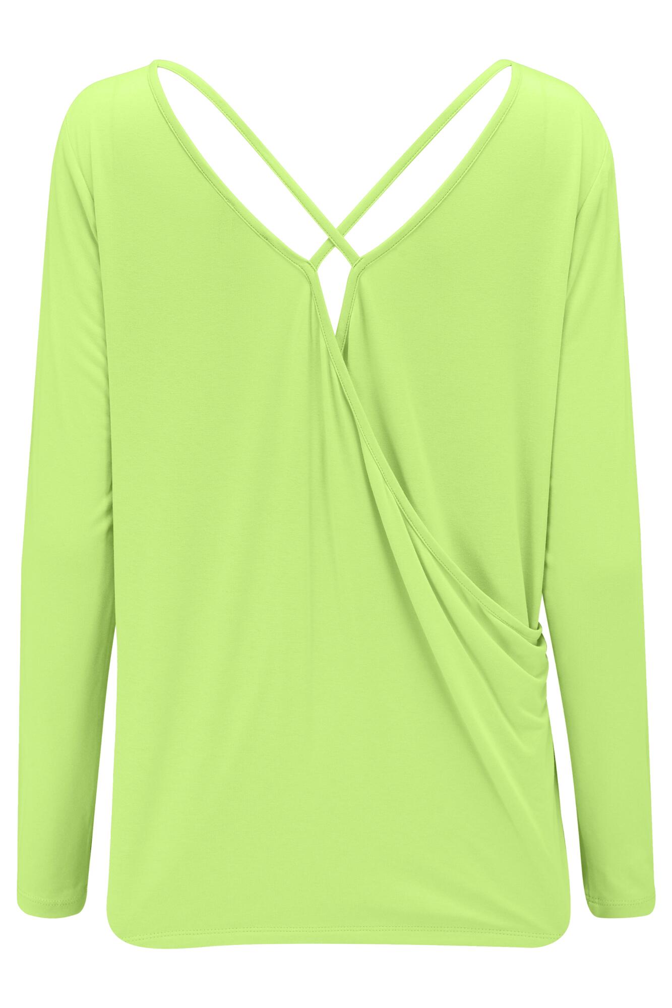 Cross Back Jersey Yoga Top In Lime - Pour Moi