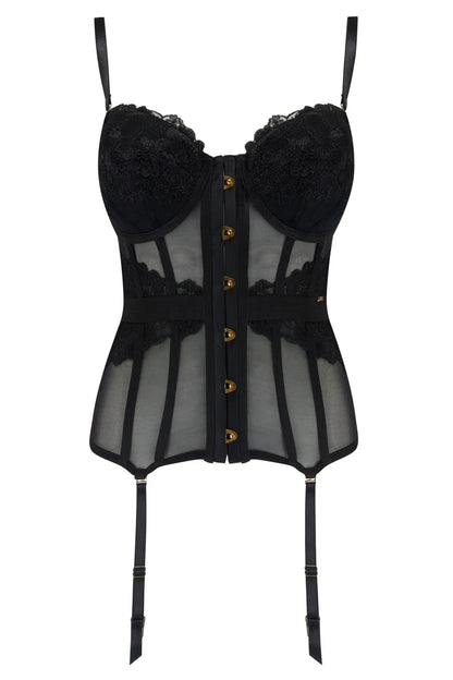 India Bold Embroidery Basque In Black - Pour Moi