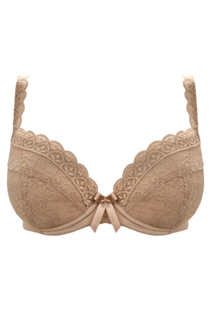 Rebel Padded Plunge Bra in Almond - Pour Moi