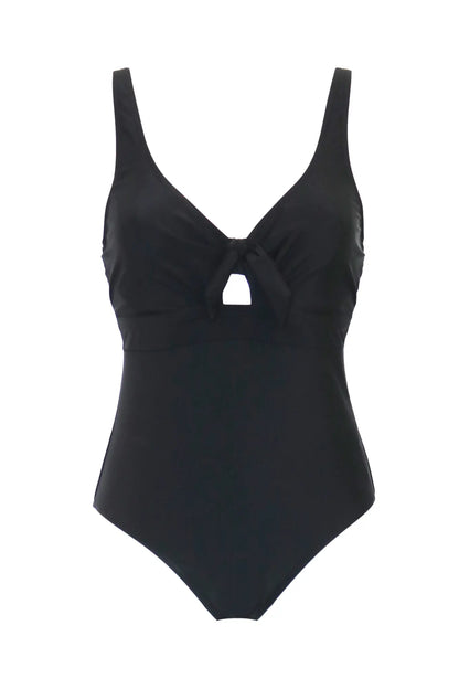 Underwired Bow Front Control Swimsuit In Black - Pour Moi