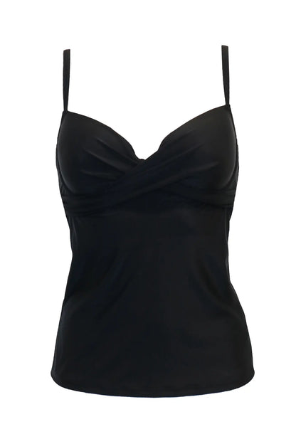 Free Spirit Underwired Lightly Padded Tankini Top In Black - Pour Moi
