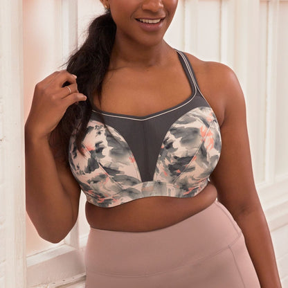Wired Sports Bra In Abstract Ink - Panache