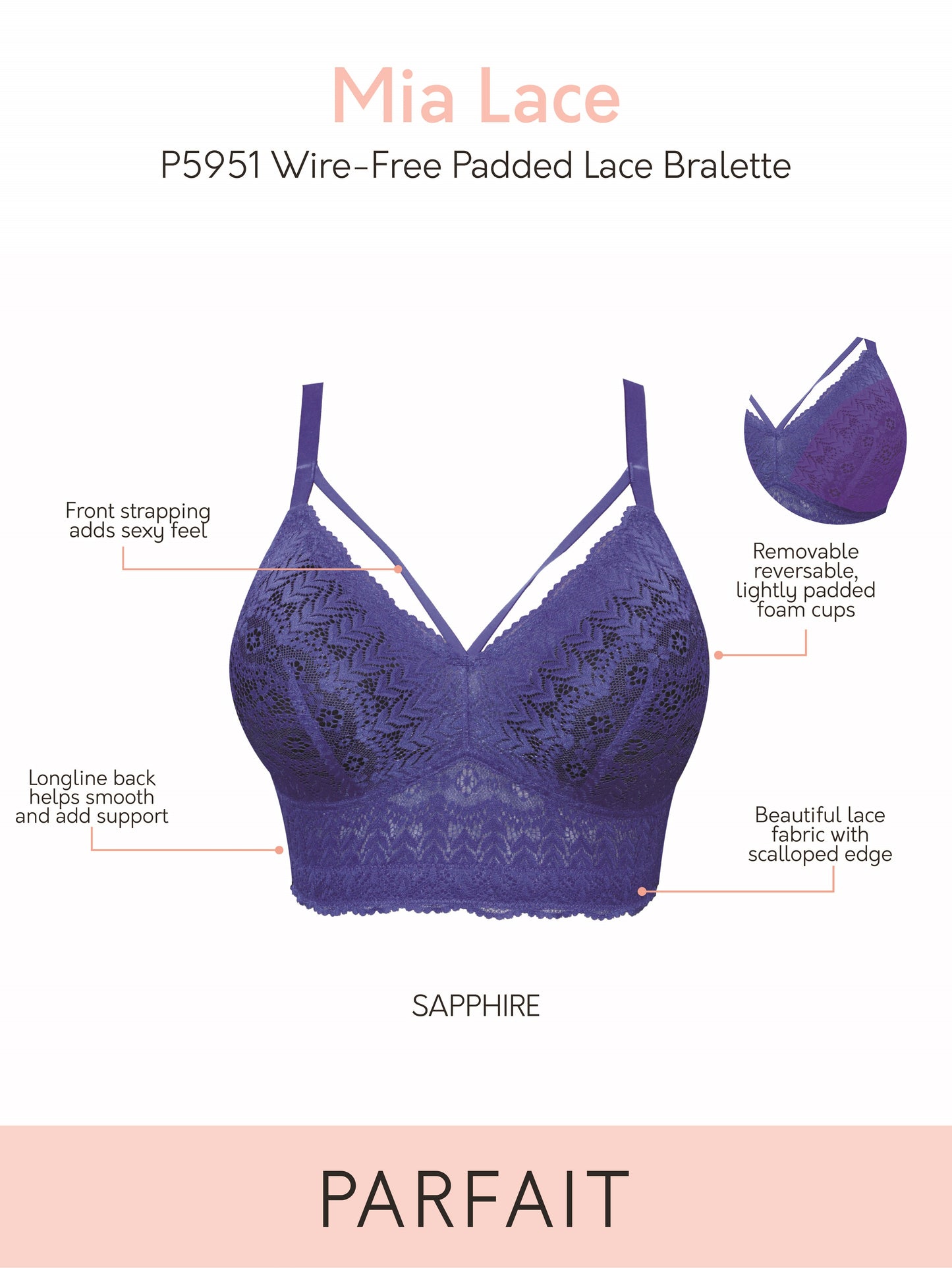 Mia Lace Bralette In Sapphire - Parfait