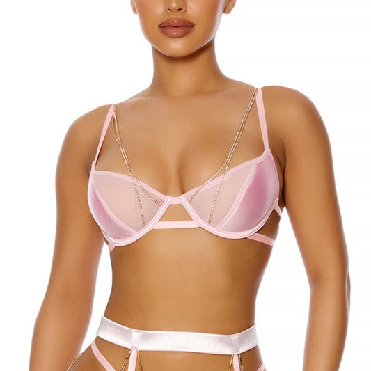 Dripping Diamonds Bra In Baby Pink - Forplay
