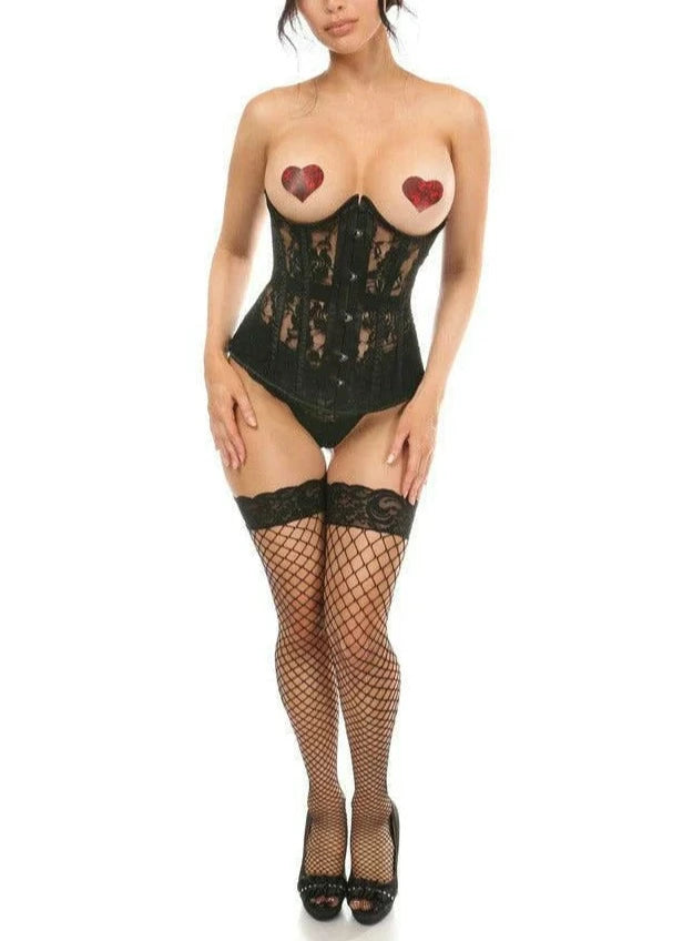 Lavish Sheer Lace Underwire Open Cup Underbust Corset In Black - Daisy Corsets
