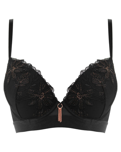 Constance Padded Push Up Bra In Black & Rose Gold - Pour Moi