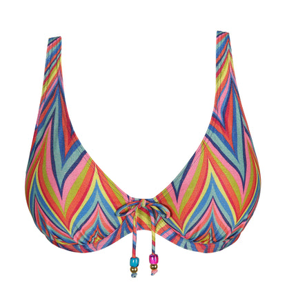 Kea Half Padded Plunge Bikini Top In Rainbow Paradise - Prima Donna
