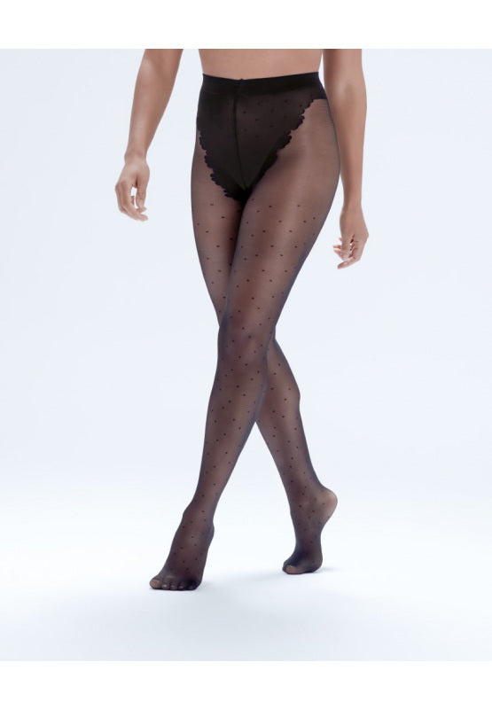20D Biodegradable Spot Tights In Black - Pretty Polly