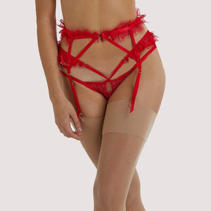 Chantal Lace Suspender In Red - Wolf & Whistle